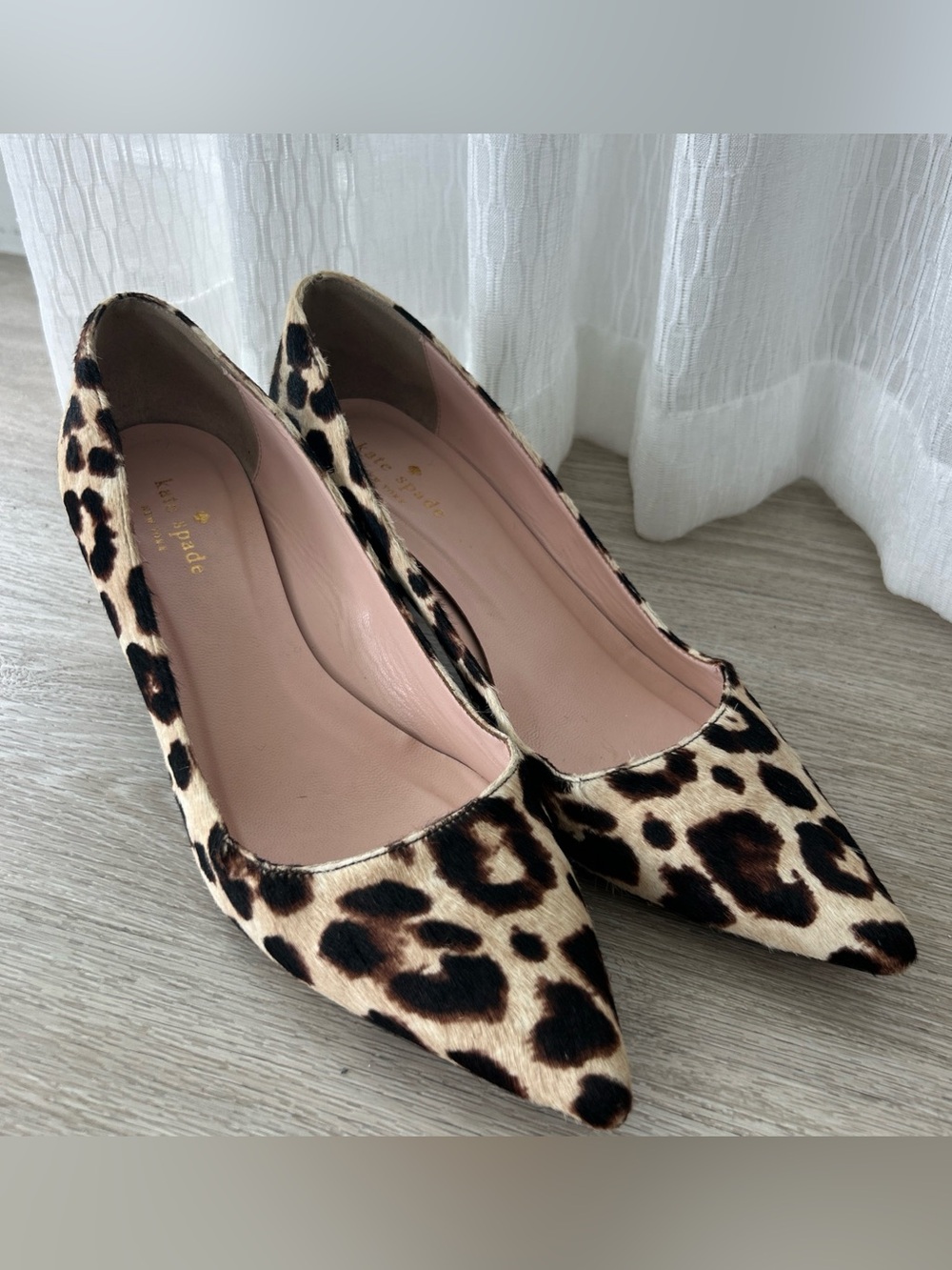 Kate Spade New York Leopard Print Ponyhair Block Heel Shoes Women's 8.5